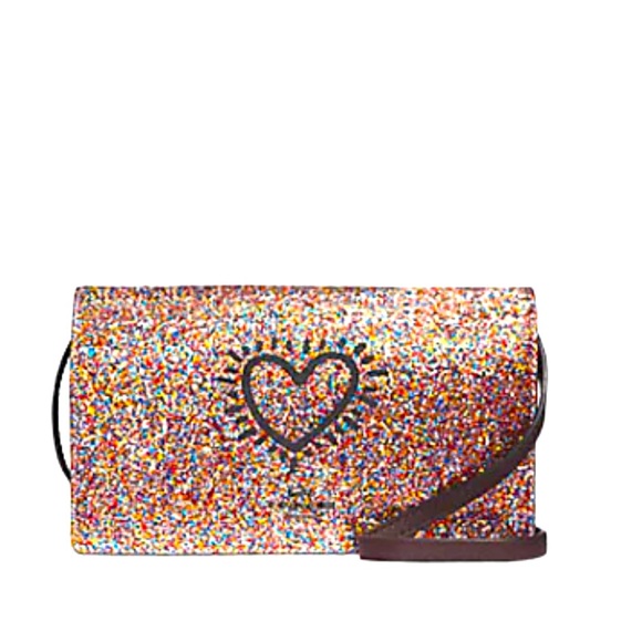 🌺🌻Coach (Hard to find) Keith Haring Hayden foldover crossbody glitter  bag - Picture 1 of 8